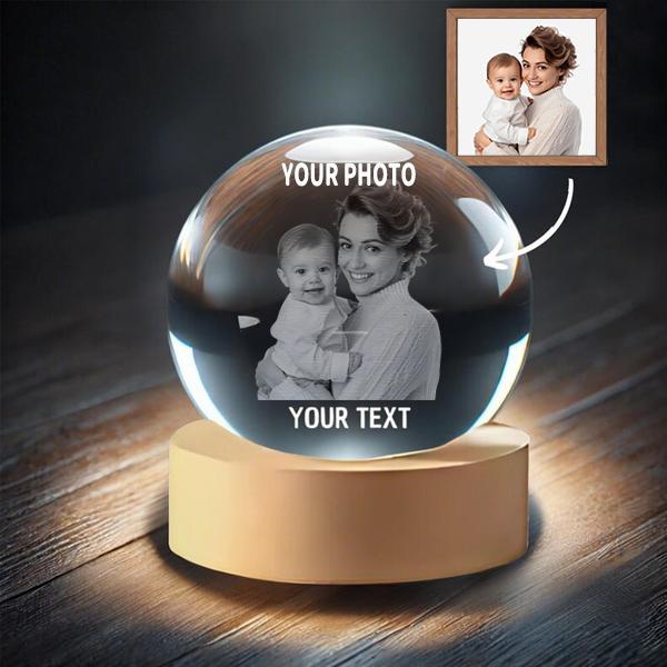 Custom 2D Photo Crystal Ball Night Light Lamp Anniversary Gift