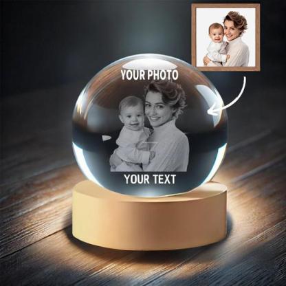 Custom 2D Photo Crystal Ball Night Light Lamp Anniversary Gift