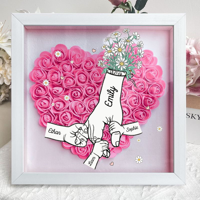 Mum Hand Holding - Personalized Flower Shadow Box