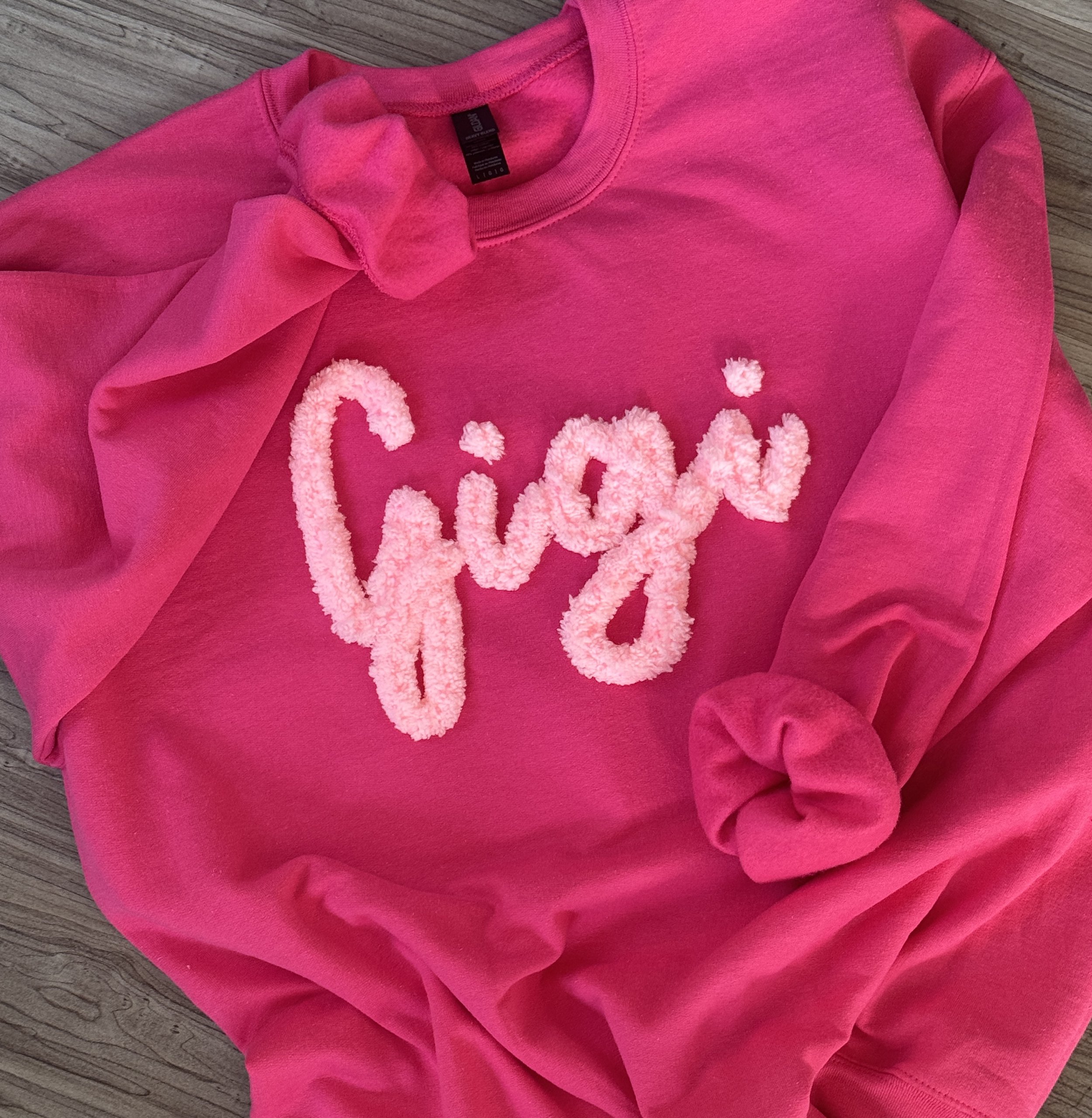 Custom Chenille Embroidered Sweatshirt With Option To Add Name On Sleeves
