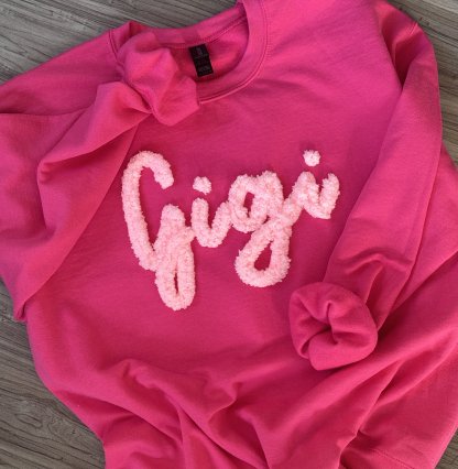Custom Chenille Embroidered Sweatshirt With Option To Add Name On Sleeves