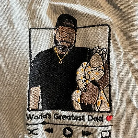 Custom Embroidered Photo Portrait Sweatshirt For papà, papá, pai