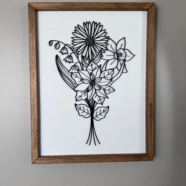 Custom Birth Flower Bouquet Wall Decor Frame