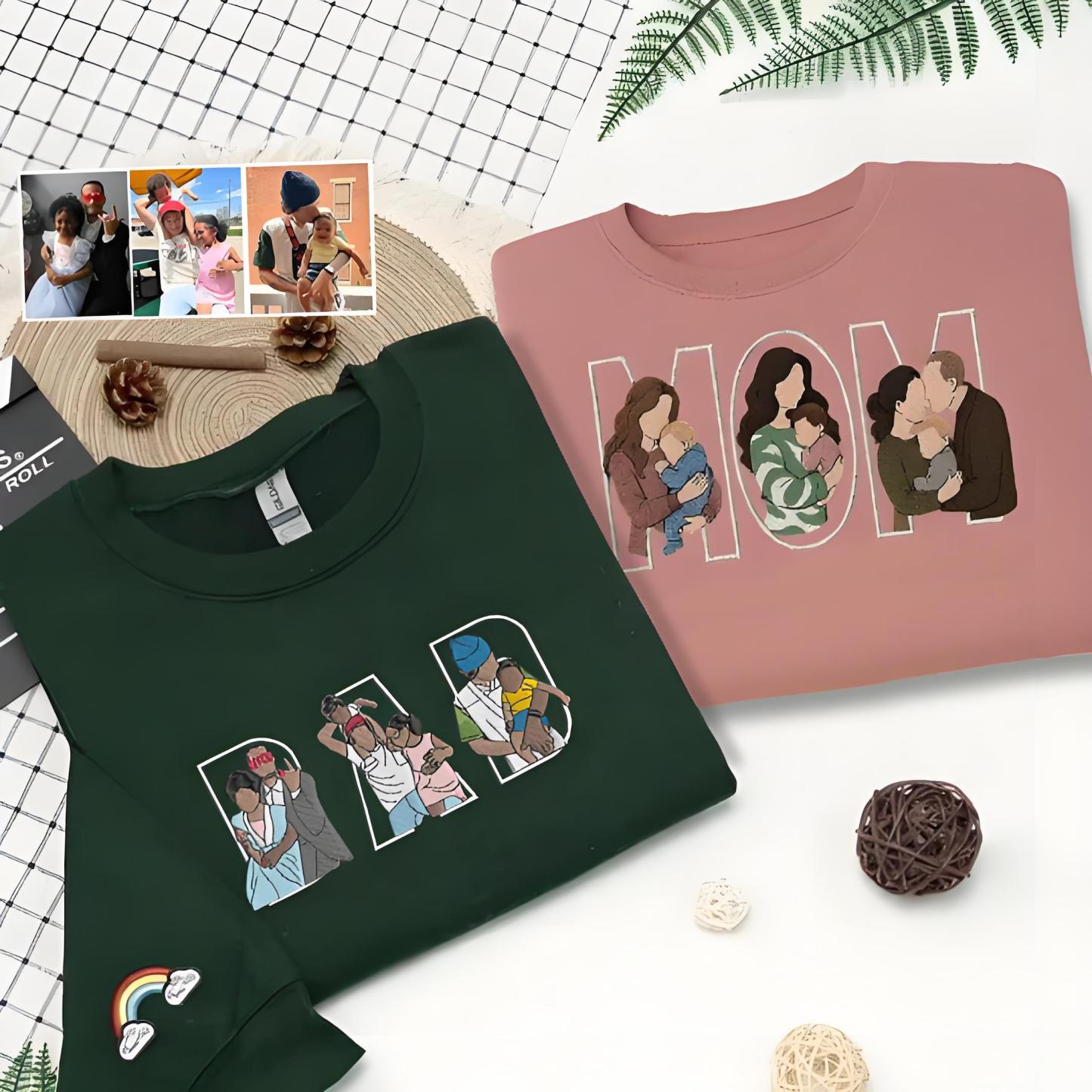 Custom Family Embroidered Sweatshirt – A Unique and Heartwarming Gift for Dad or Mom