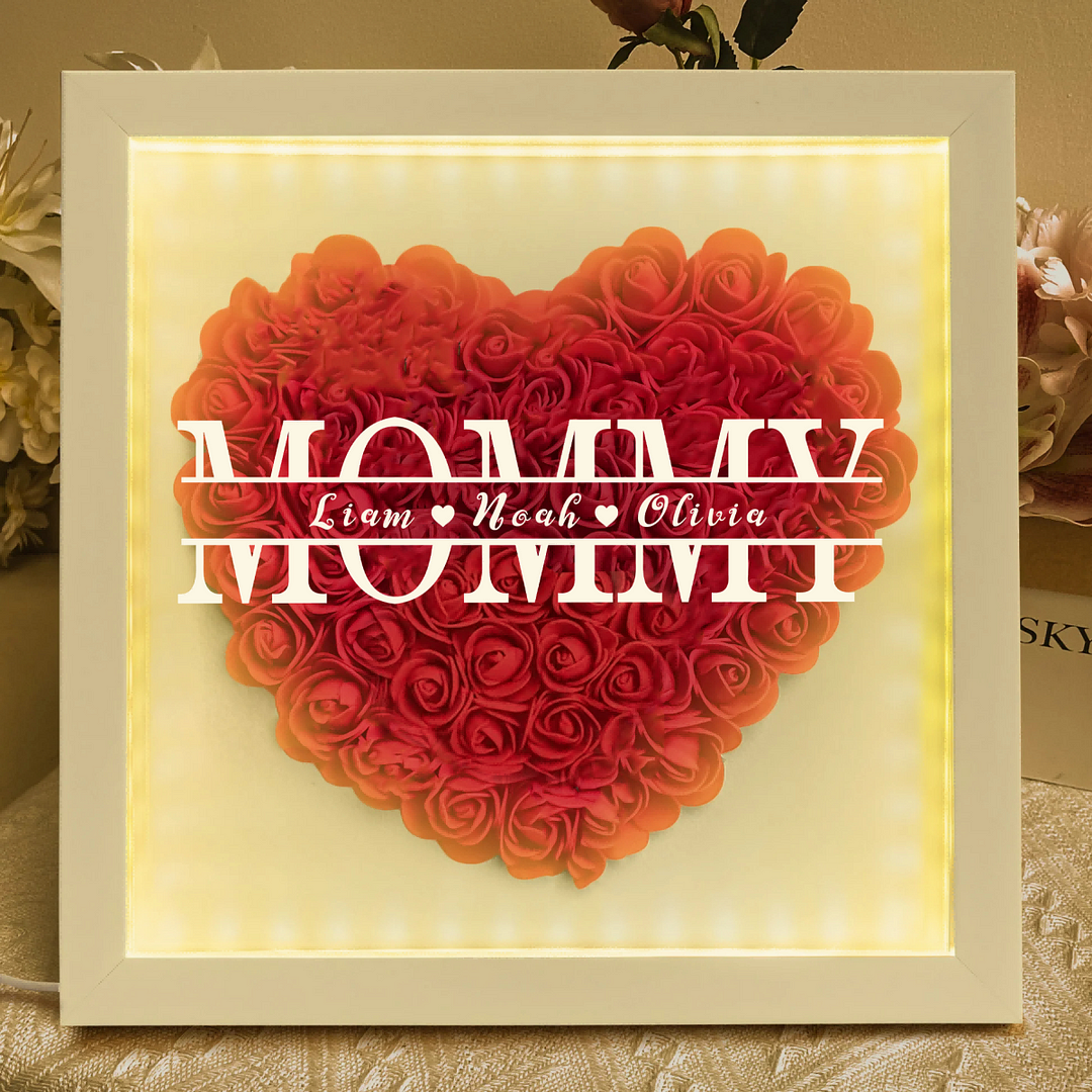 Personalized Flower Shadow Box with LED Light