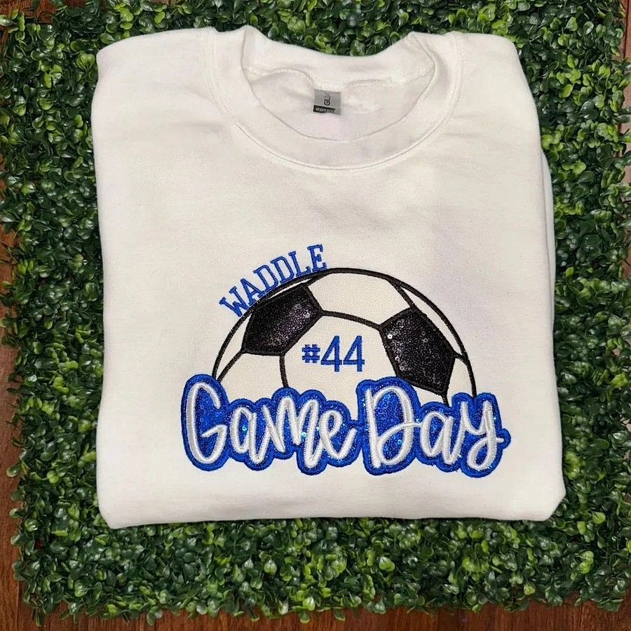 Personalized Soccer Game Day Sweatshirt Sequin Soccer Game Day with Side Bow