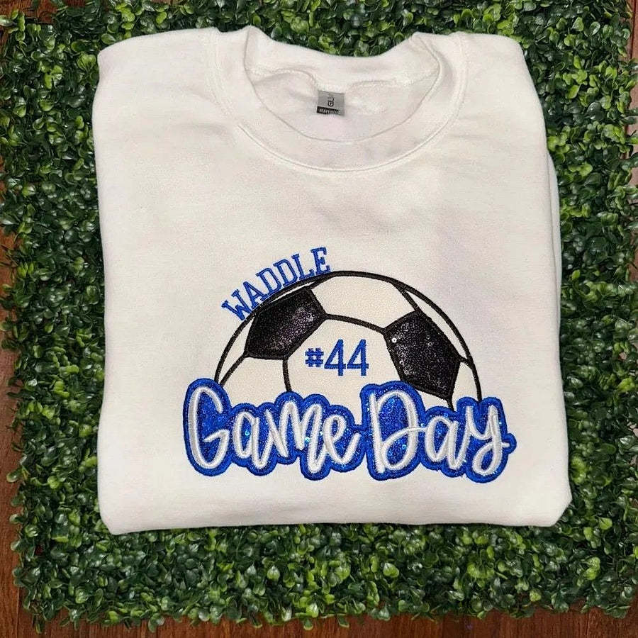 Personalized Soccer Game Day Sweatshirt Sequin Soccer Game Day with Side Bow