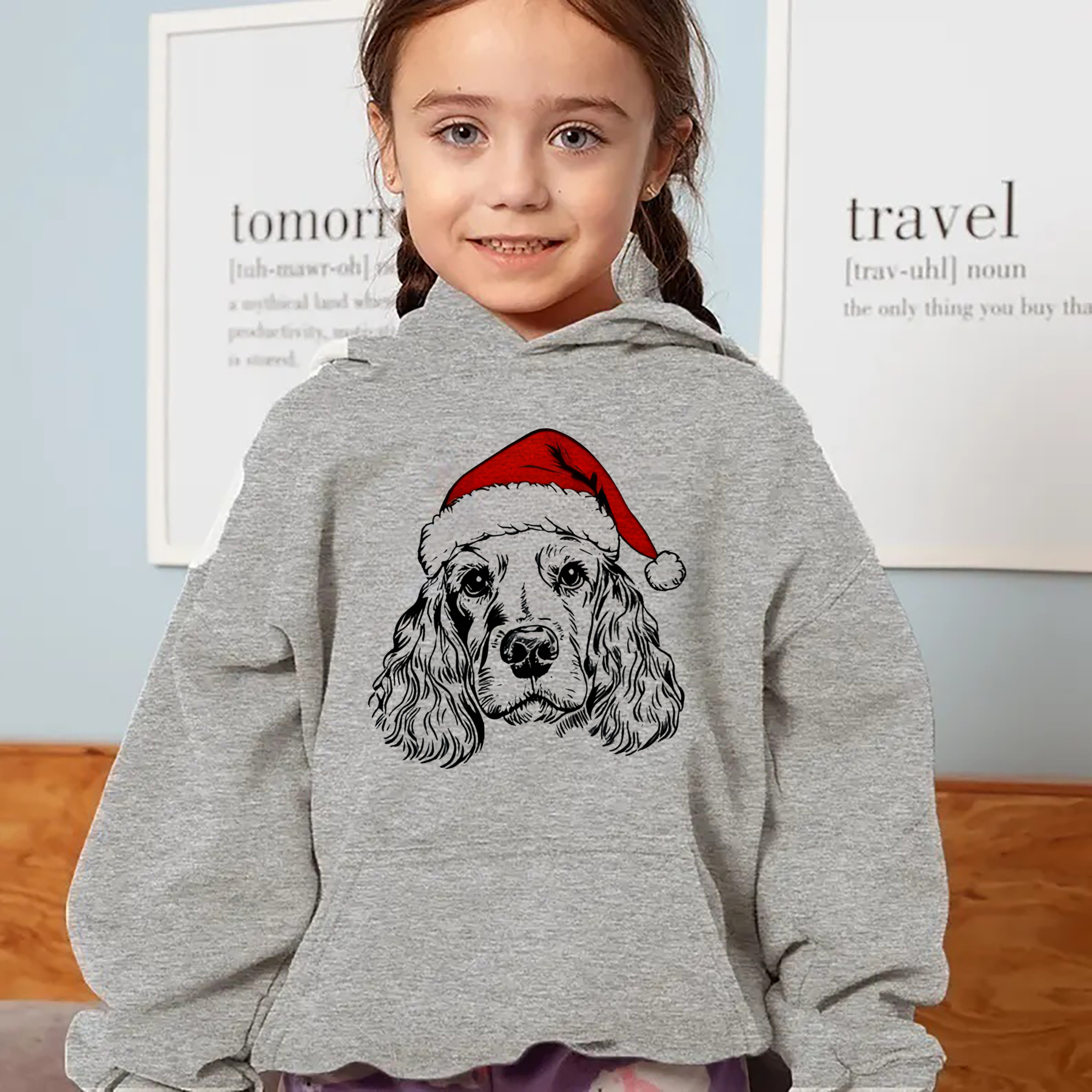 Custom Pet Christmas Sweatshirt - Personalized Dog/Cat Santa Hat Graphic Crewneck
