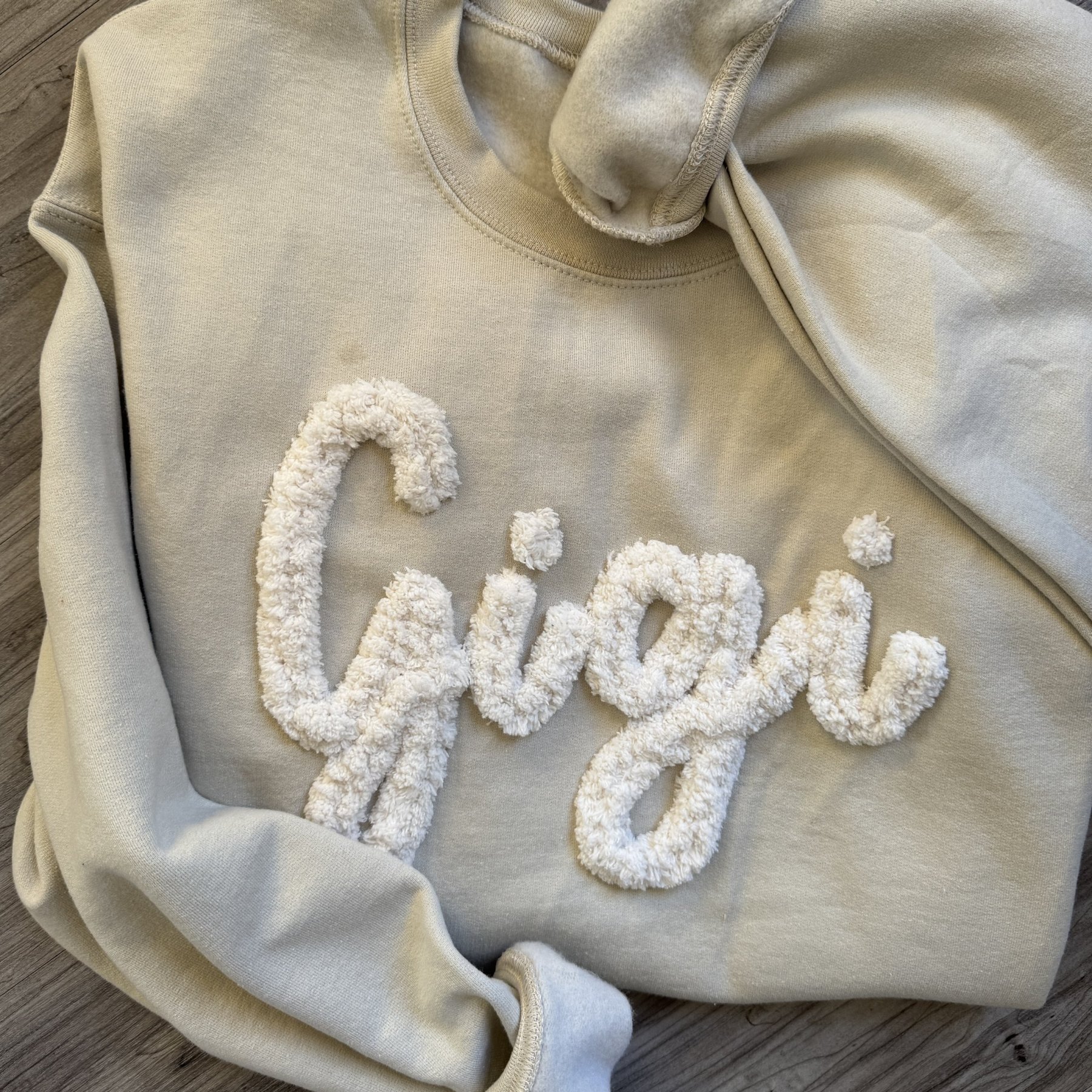 Custom Chenille Embroidered Sweatshirt With Option To Add Name On Sleeves