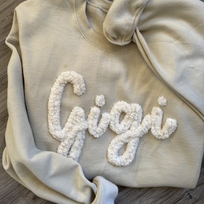 Custom Chenille Embroidered Sweatshirt With Option To Add Name On Sleeves