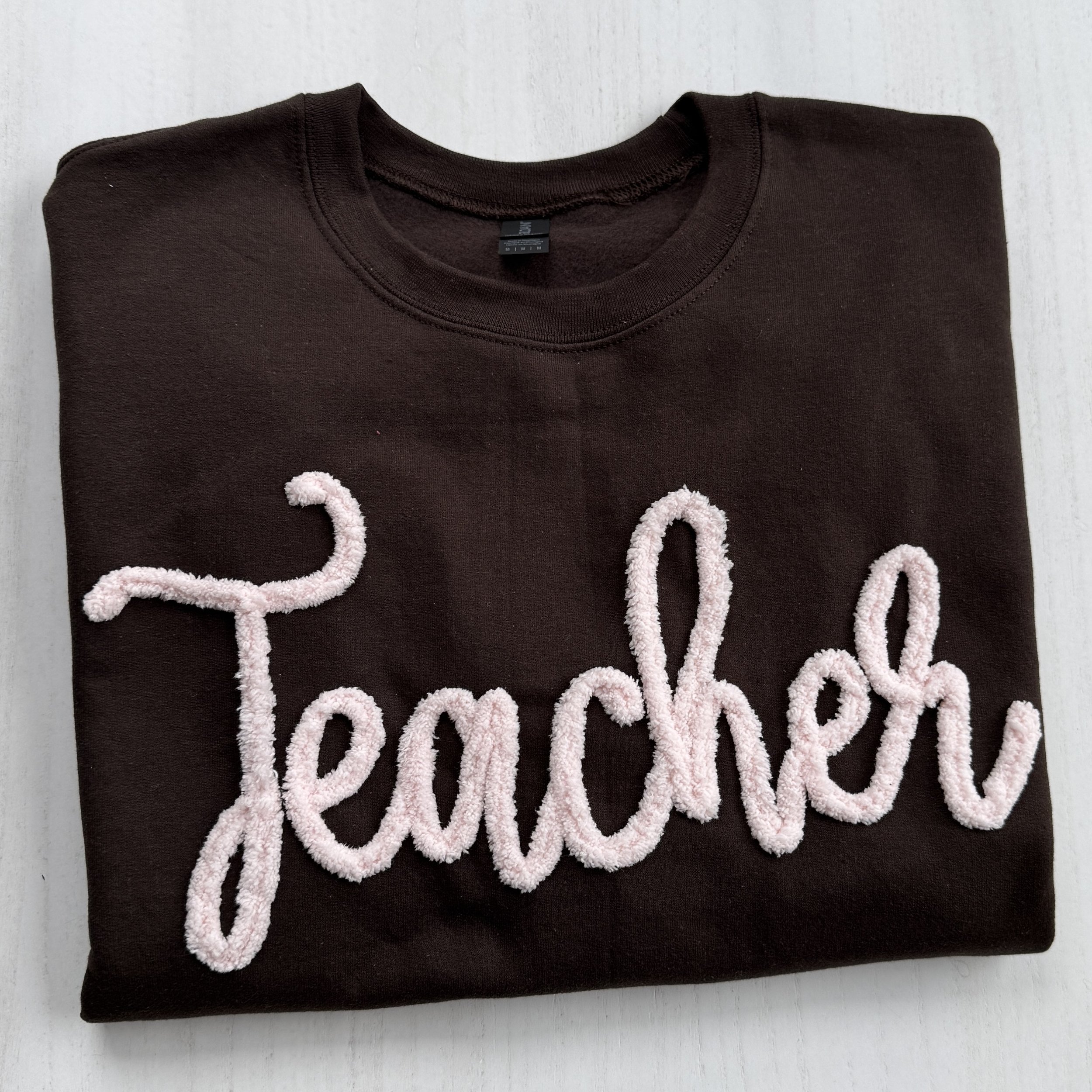 Custom Chenille Embroidered Sweatshirt With Option To Add Name On Sleeves