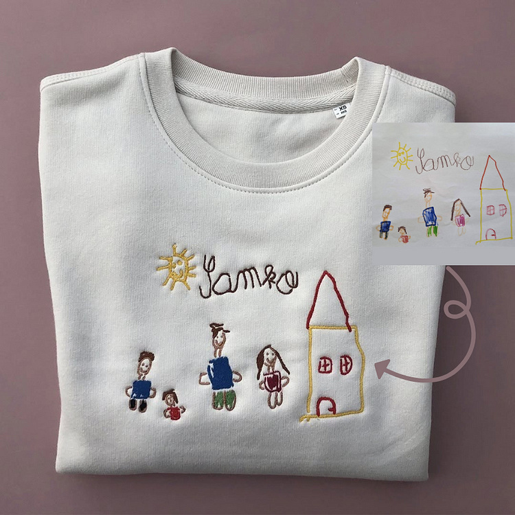 Custom Kids Art Drawing Sweatshirt, Unique Gift for Mom, Dad, or Grandparents