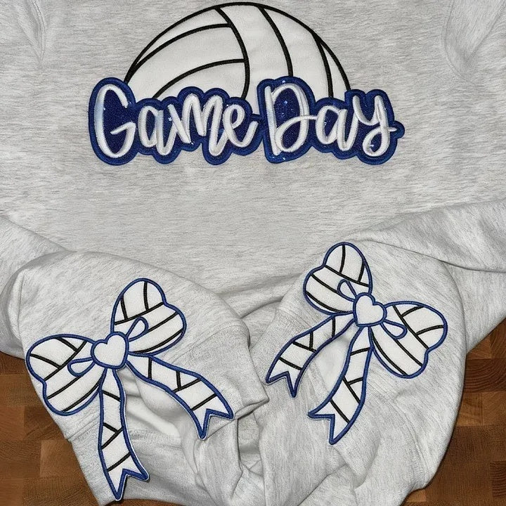 Personalized Volleyball Game Day Sweatshirt with Side Bows Volleyball Coquette Bows Sweatshirt