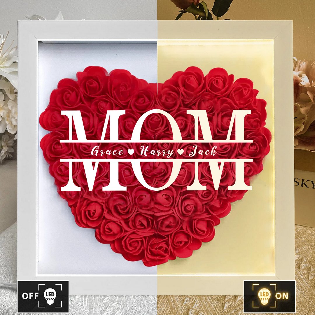 Personalized Flower Shadow Box with LED Light