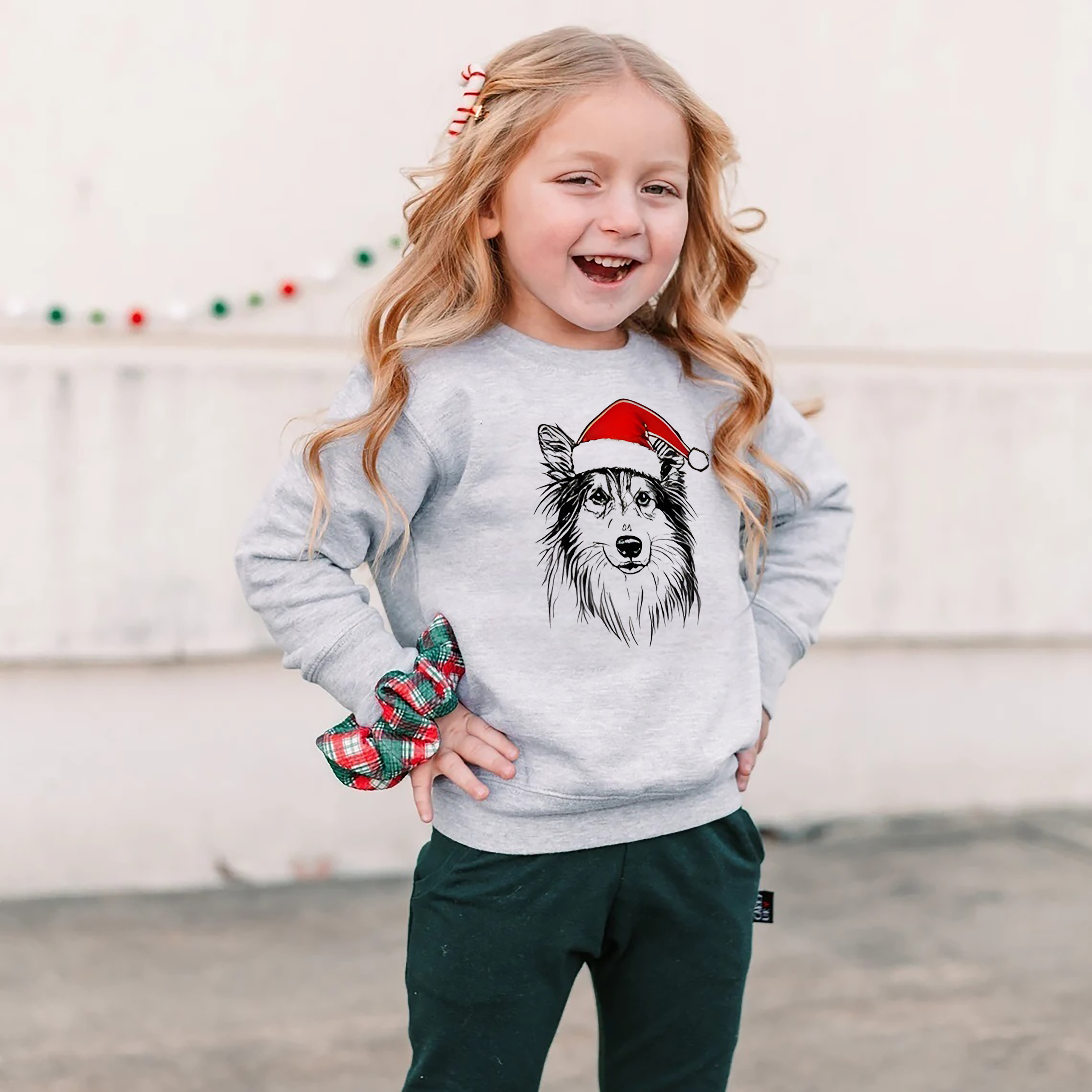 Custom Pet Christmas Sweatshirt - Personalized Dog/Cat Santa Hat Graphic Crewneck