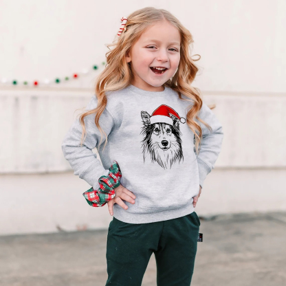 Custom Pet Christmas Sweatshirt - Personalized Dog/Cat Santa Hat Graphic Crewneck