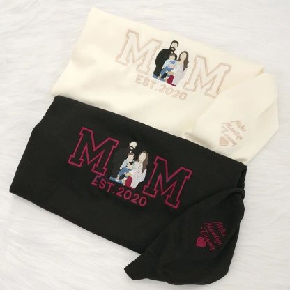 Custom Embroidered Portrait Sweatshirt Best Gift For Mom Popular Now