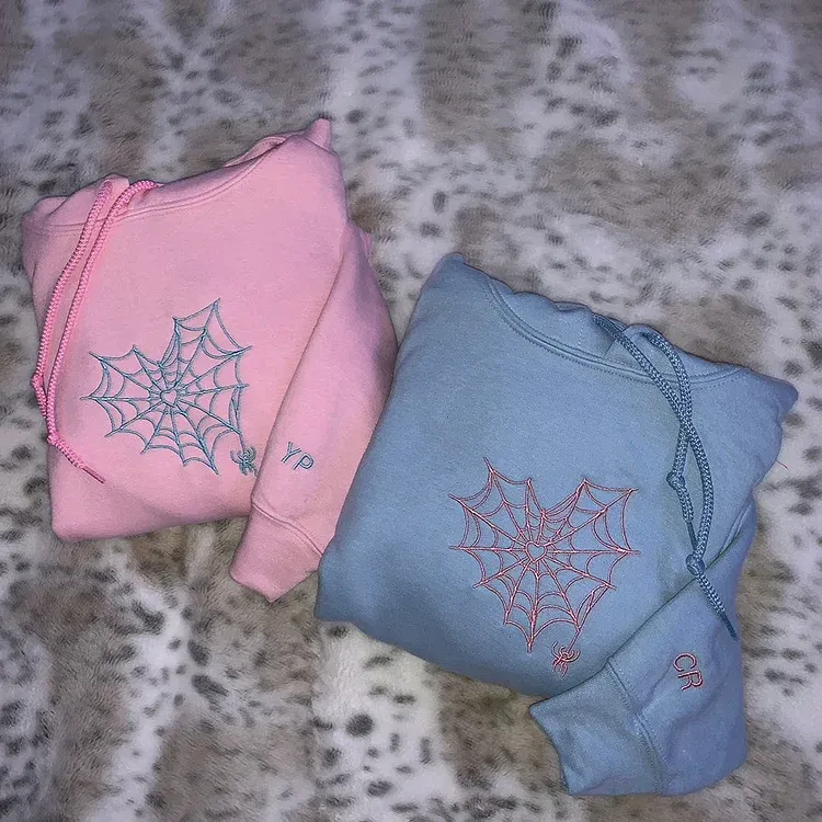 Custom Matching Spiderweb Heart Sweatshirt for Couples & Besties