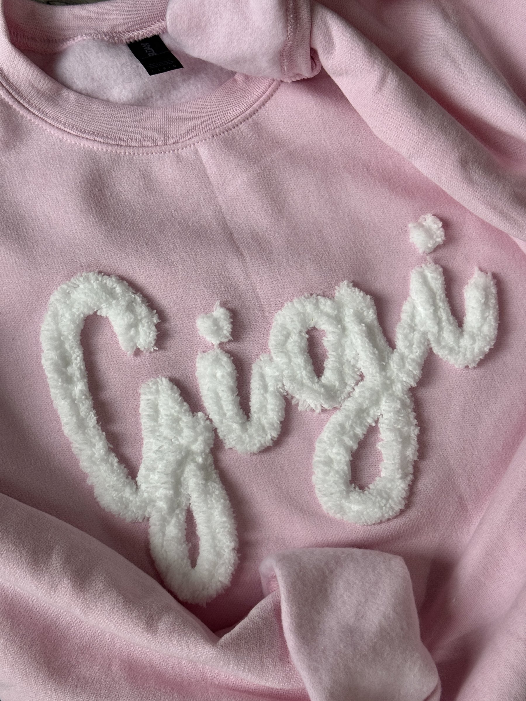 Custom Chenille Embroidered Sweatshirt With Option To Add Name On Sleeves