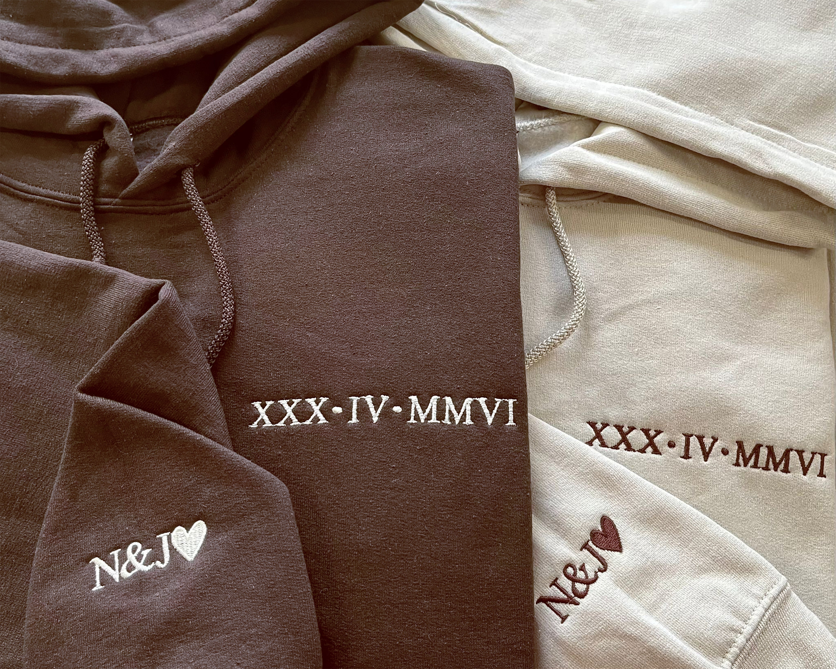 Custom Embroidered Roman Numeral Date Couple's Crewneck - Buy 2 Get Free Shipping