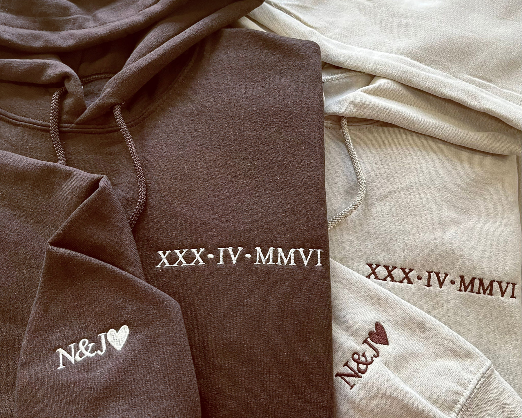 Custom Embroidered Roman Numeral Date Couple's Crewneck - Buy 2 Get Free Shipping