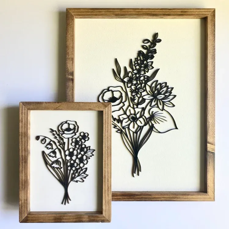 Custom Birth Flower Bouquet Wall Decor Frame