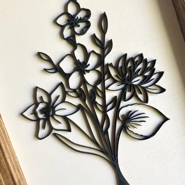 Custom Birth Flower Bouquet Wall Decor Frame