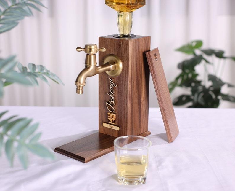 Personalized Embossed Named Wooden Whiskey Dispenser丨Engraved Alcohol Dispenser丨Home Bar Decor丨Beverage Dispenser丨 Fathers Day Gift-Creatgifts