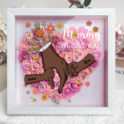 Personalized Hand in Hand with Mom Floral Shadow Box-Mother's Day gifts