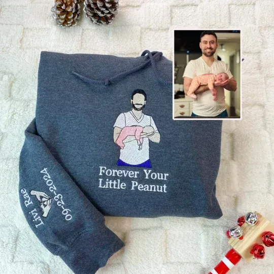 Custom Embroidered Photo Portrait Sweatshirt For papà, papá, pai