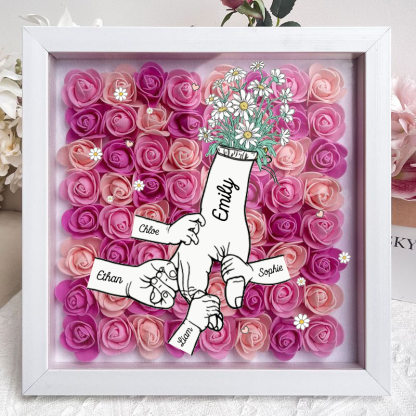 Mum Hand Holding - Personalized Flower Shadow Box 