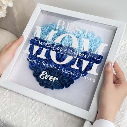 "Best Mom Ever" Heart Shaped Flower Shadow Box | Customized Gift for MOM, Nana Grandma-Creatgifts