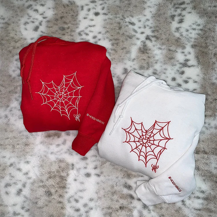 Custom Matching Spiderweb Heart Sweatshirt for Couples & Besties