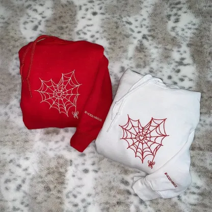 Custom Matching Spiderweb Heart Sweatshirt for Couples & Besties