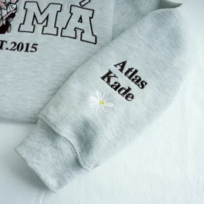 Mama, Mom T-shirt with Photo, Custom Embroidered Sweatshirt Mama and Kids Portrait.