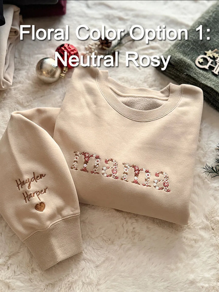 Custom Embroidered Floral Mama T-shirt & Sweatshirt