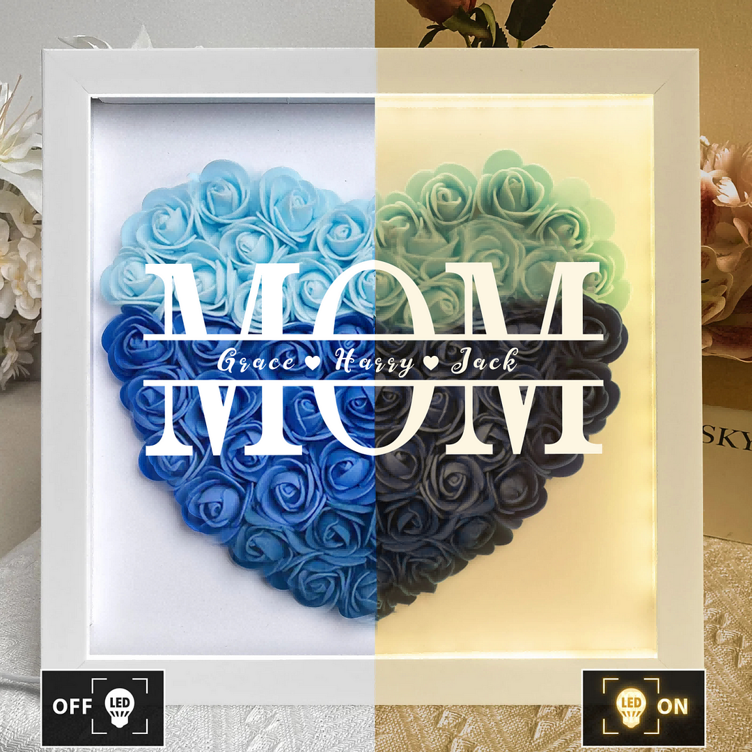 Personalized Flower Shadow Box with LED Light
