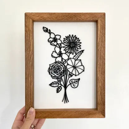 Custom Birth Flower Bouquet Wall Decor Frame