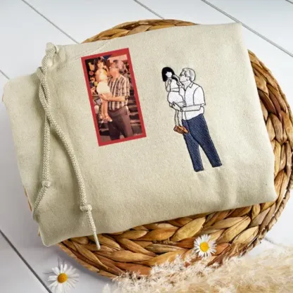 Custom Dad Hoodie - Embroidered Dad Portrait Sweatshirt From Picture