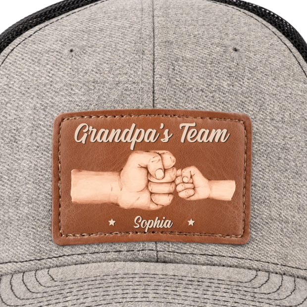 Team Daddy, No Substitutes - Family Personalized Custom Leather Patch Hat - Father's Day, Gift For Dad, Grandpa