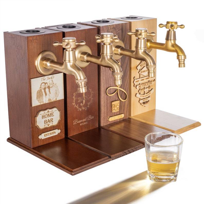 Personalized Embossed Named Wooden Whiskey Dispenser丨Engraved Alcohol Dispenser丨Home Bar Decor丨Beverage Dispenser丨 Fathers Day Gift-Creatgifts