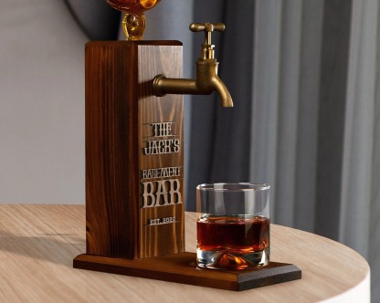 Personalized Embossed Name Wooden Whiskey Dispenser, Wood Dispenser, Liquor Dispenser, Home Bar Decor, Beverage Dispenser, Bar Decor-Creatgifts