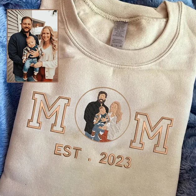 （🔥Mother's Day Sale🔥） Personalized Embroidered Family Photo Hoodie