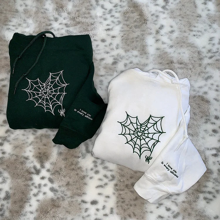Custom Matching Spiderweb Heart Sweatshirt for Couples & Besties