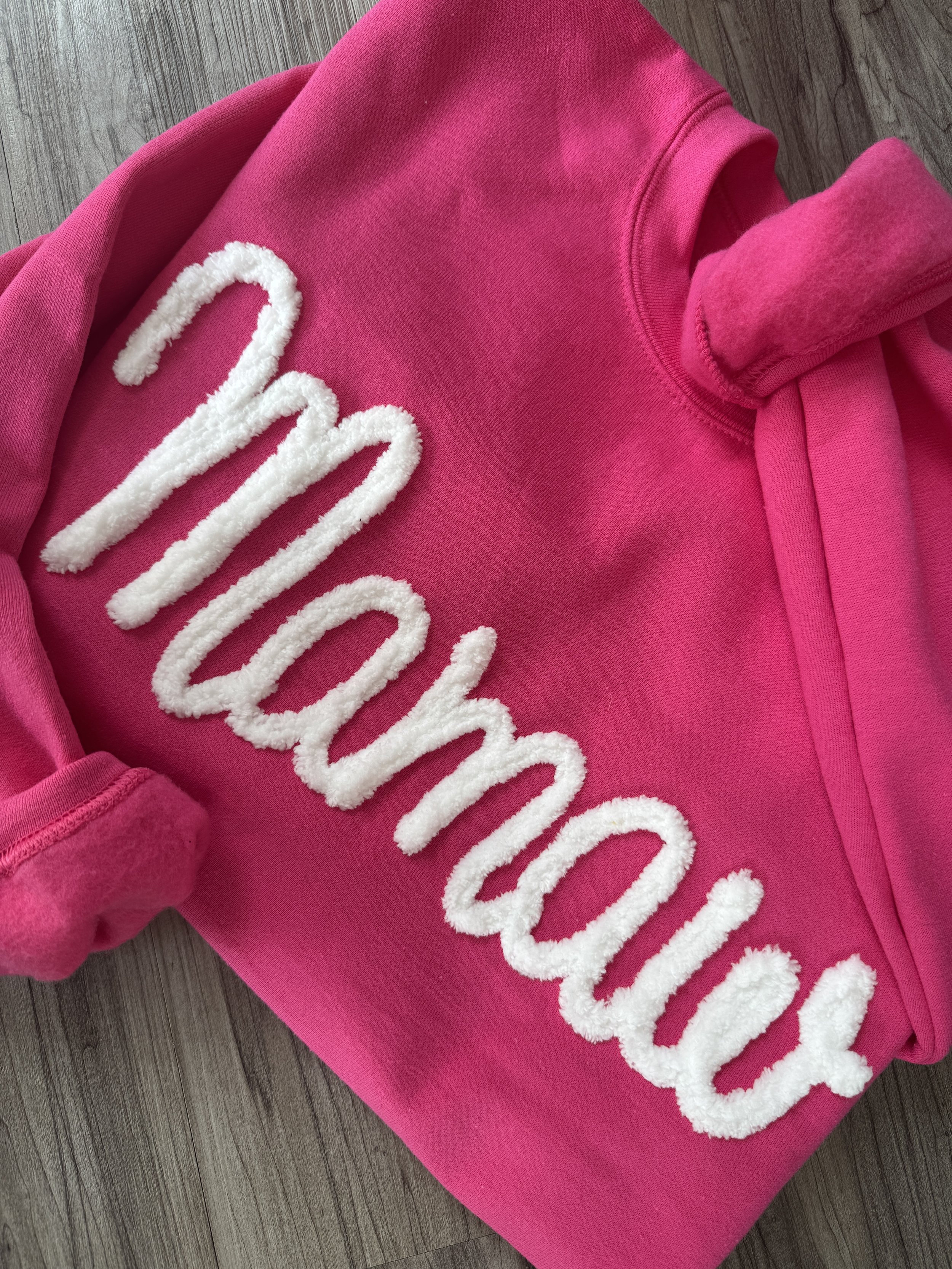 Custom Chenille Embroidered Sweatshirt With Option To Add Name On Sleeves