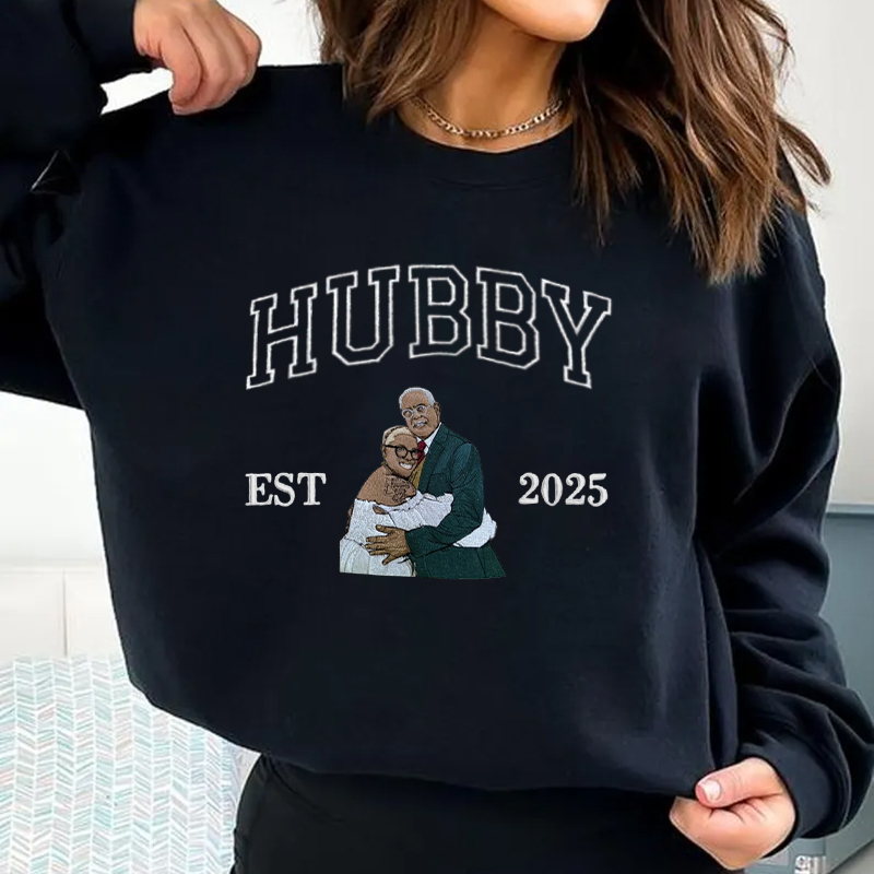 Personalized Photo with Facial Details & EST Year - Custom Embroidered Portrait Sweatshirt, Unique Gift for Loved Ones🧵💖-Creatgifts