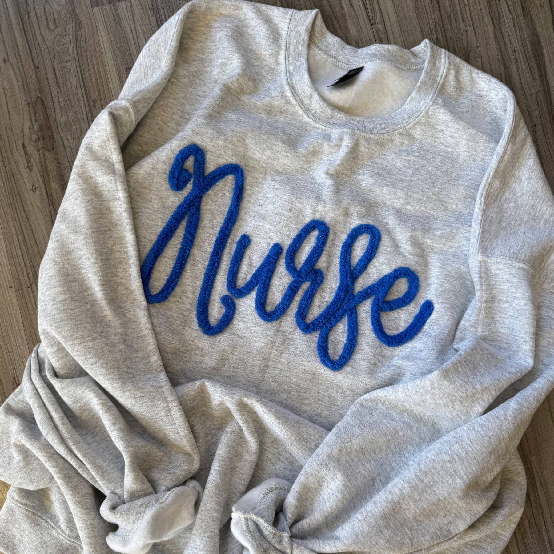 Custom Chenille Embroidered Sweatshirt With Option To Add Name On Sleeves