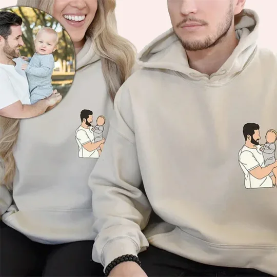 Custom Embroidered Photo Portrait Sweatshirt For papà, papá, pai