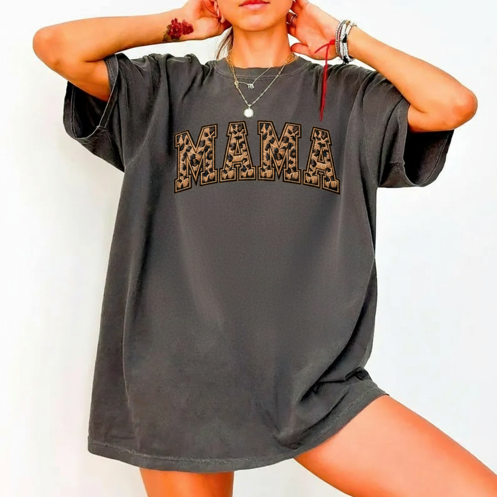 Vintage Leopard MAMA Tee Retro Washed Graphic T-Shirt Perfect Mother’s Day Gift