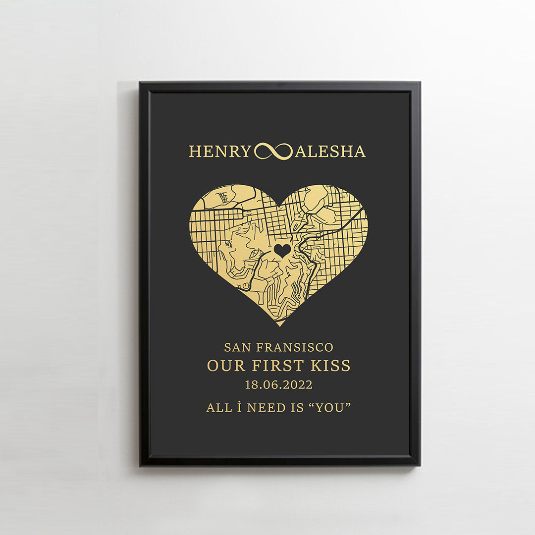 CUSTOM ART / HEART MAP DESIGN- For Memory Gift